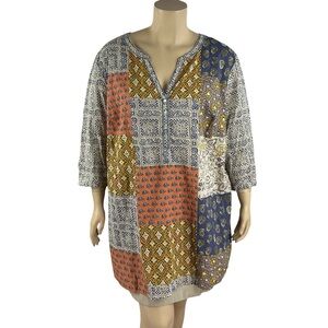 Ulla Popken Patchwork Tunic Boho Multicolor Plus Size 28/30